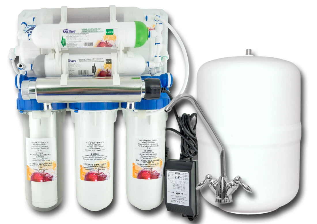 RO8-WFU : Odwrócona osmoza - 8-mio stopniowa ze sterylizatorem UV (lampa bakteriobójcza) RO8-WFU : Odwrócona osmoza - 8-mio stopniowa ze sterylizatorem UV (lampa bakteriobójcza)